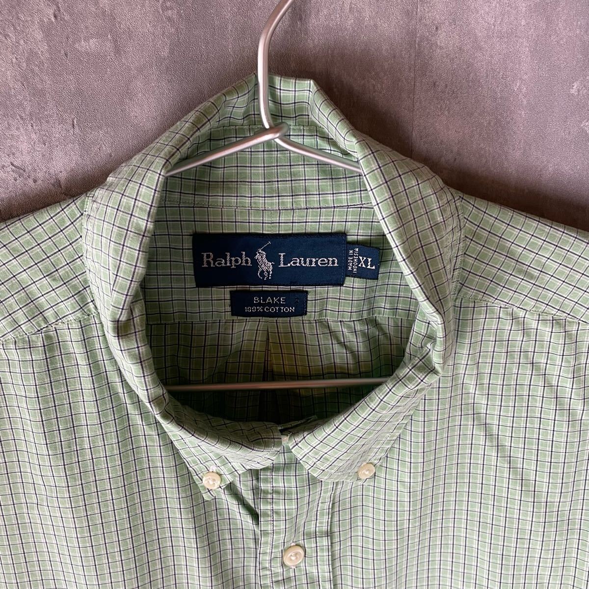 【BLAKE】Ralph Laurenラルフローレン ブレイク 薄手 ボタンダウン 半袖 シャツ オックス アメカジ チェック 90's ビンテージ