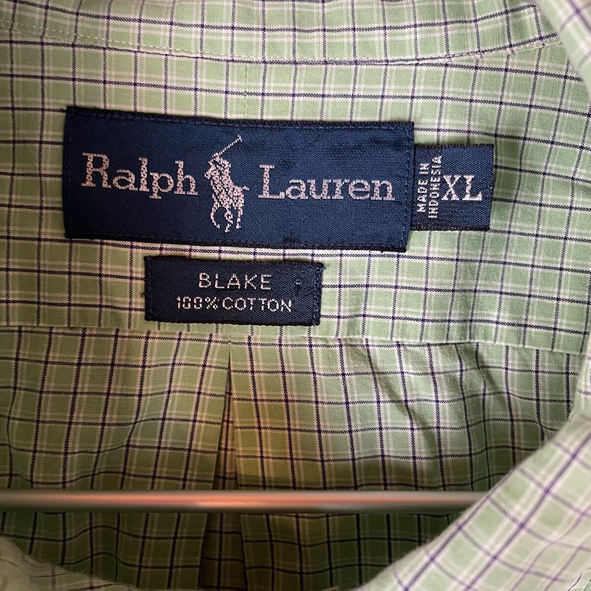 【BLAKE】Ralph Laurenラルフローレン ブレイク 薄手 ボタンダウン 半袖 シャツ オックス アメカジ チェック 90's ビンテージ