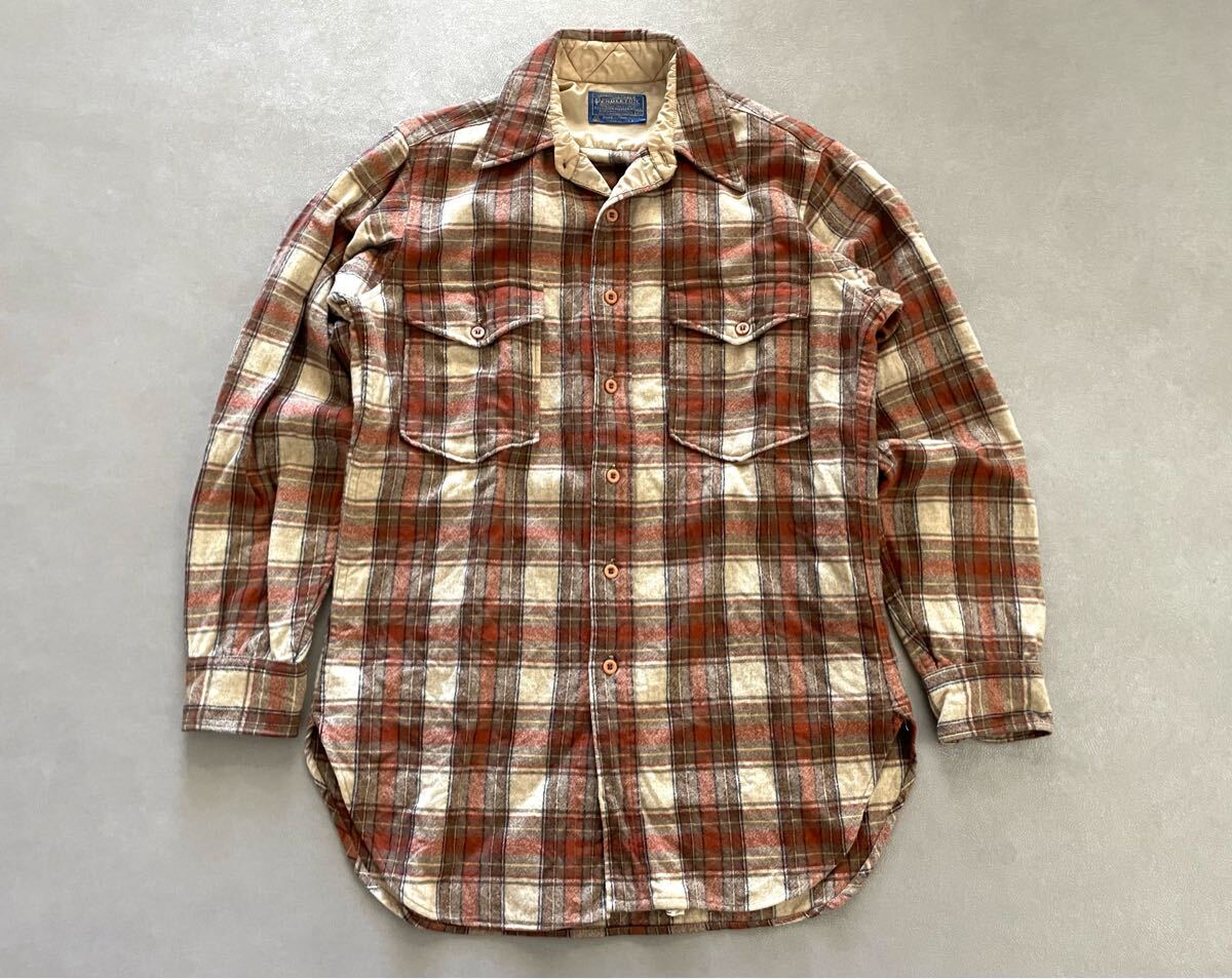 70s ペンドルトン 長袖 ウールシャツ 14 1/2 チェック Vintage 70s ペンドルトン 長袖 ウールシャツ 14 1/2 チェック Vintage