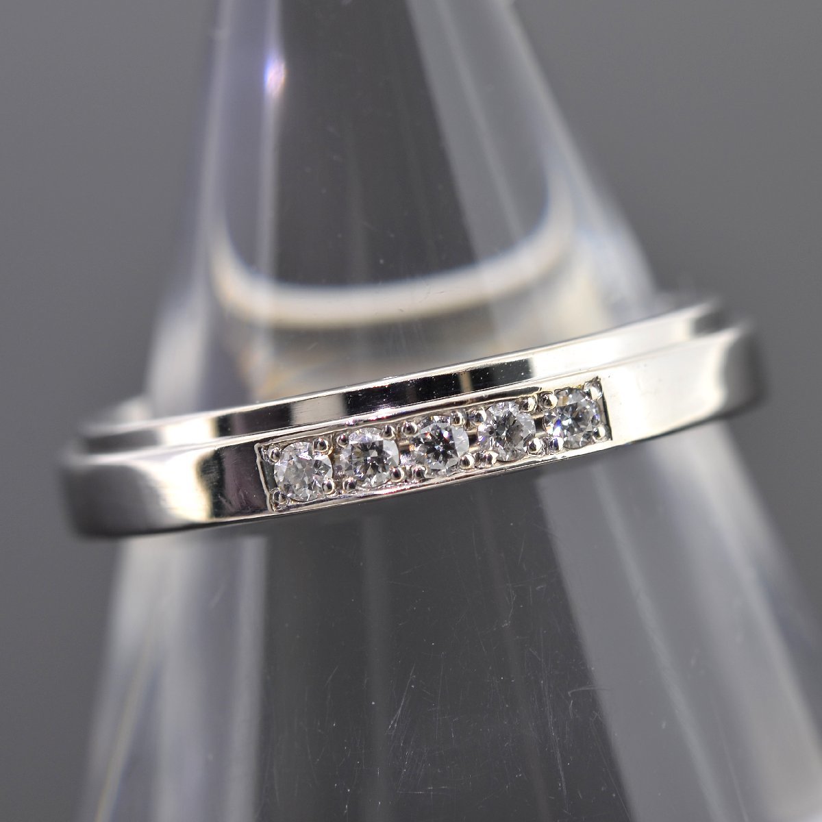 S2039【BSJBJ】ラザールダイヤモンド Pt950 ダイヤ0.04ct ピンキー リング 幅2.6mm 4號(hào) プラチナ ウェディング 指輪 キャプラン