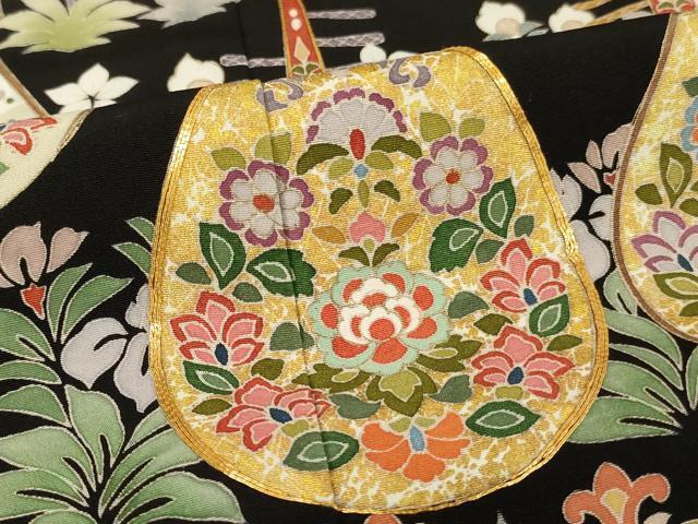 平和屋着物□豪華黒留袖 作家物 駒刺繍 楽器鳳凰花文 琵琶 金彩 平和屋着物□豪華黒留袖 作家物 駒刺繍 楽器鳳凰花文 琵琶 金彩