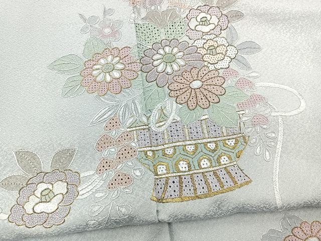 平和屋着物□訪問着 総刺繍 スワトウ相良刺繍 飾花文 金糸 正絹 平和屋着物□訪問着 総刺繍 スワトウ相良刺繍 飾花文 金糸 正絹