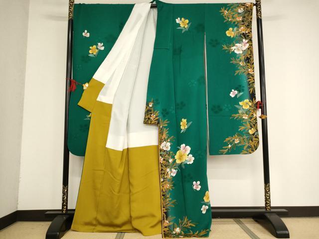 平和屋着物□豪華振袖 駒刺繍 草花文 暈し染め 金彩 十二単風 平和屋着物□豪華振袖 駒刺繍 草花文 暈し染め 金彩 十二単風