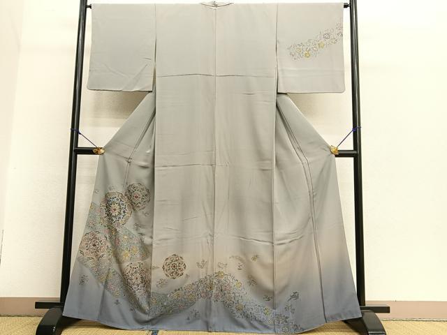 平和屋着物○訪問着 スワトウ刺繍 吉祥花文 暈し染め 金糸 正絹 平和屋着物○訪問着 スワトウ刺繍 吉祥花文 暈し染め 金糸 正絹