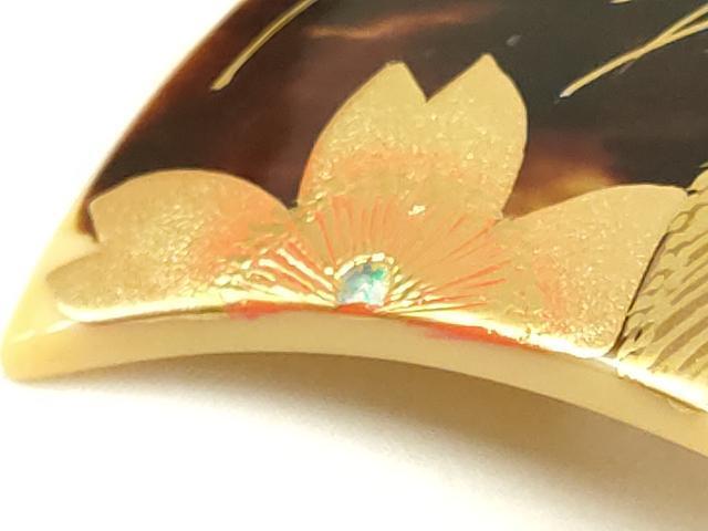 有名ブランド 金蒔絵 簪 平和屋着物○和装小物 螺鈿細工 有山作 桜 鼈甲張り べっ甲