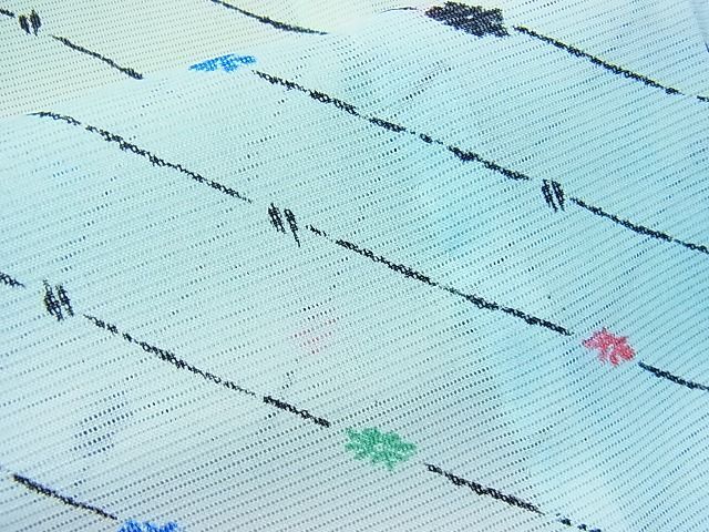 平和屋著物■夏物　小紋　絽　斜線(xiàn)吉祥文　暈し染め　洗える著物　未使用　CAAF2694yc