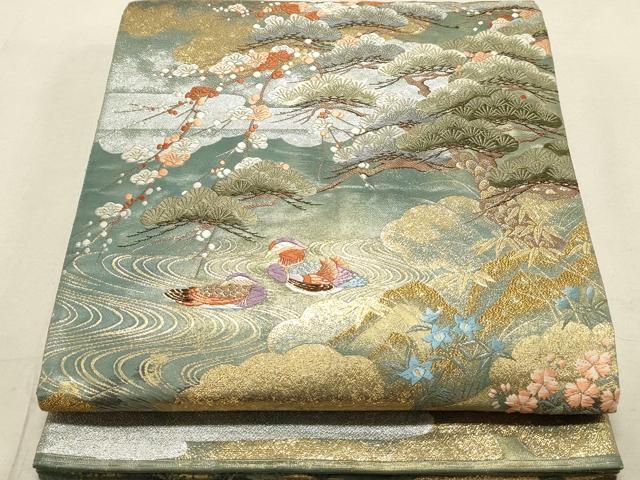 平和屋着物◎両面 六通柄袋帯 鴛鴦花文 九百織純金箔 慶長錦 平和屋着物◎両面 六通柄袋帯 鴛鴦花文 九百織純金箔 慶長錦