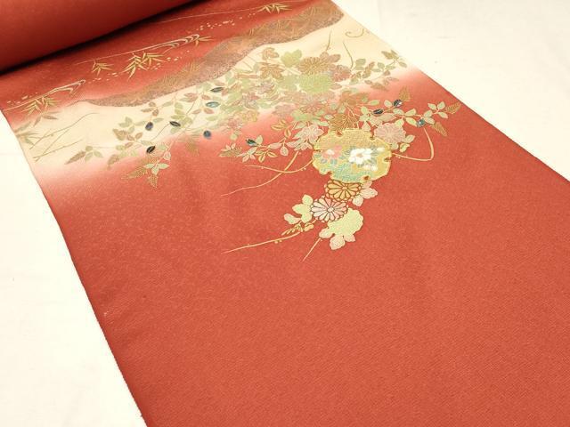 平和屋着物○付下げ 解き反物 着尺 螺鈿 駒刺繍 流水雪輪花文 暈 平和屋着物○付下げ 解き反物 着尺 螺鈿 駒刺繍 流水雪輪花文 暈