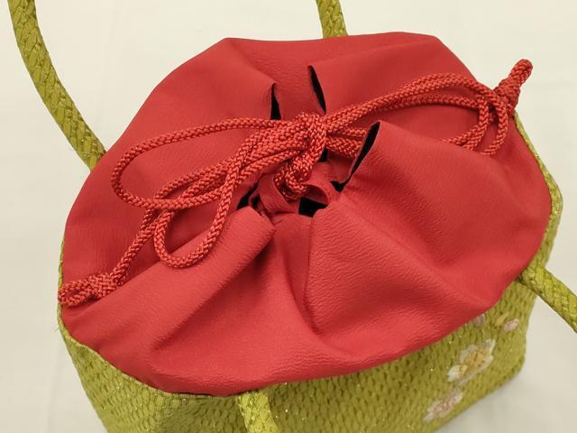 平和屋本店●和裝小物　和裝バッグ2點　ハンドバッグ　刺繍　花柄　桜　蝶　金纟　ちりめん　逸品　AAAT3570ay