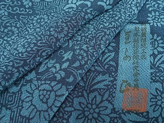 平和屋着物▽全国植物染織研究会員 金子正 小紋 単衣 阿波藍染