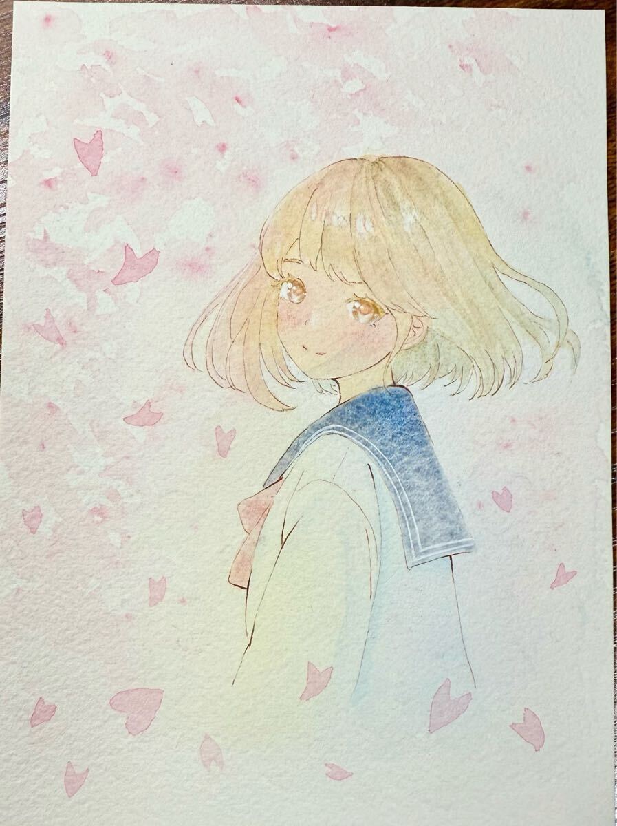オリジナル 手描きイラスト 女子高生 原画 女の子(手描き オリジナル 手描きイラスト 女子高生 原画 女の子(手描き
