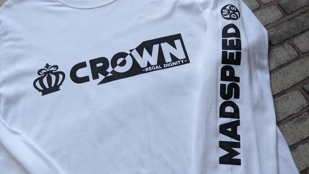 ※限定特価！【MADSPEED】趣味Ｔシャツ 王冠 クラウン crown クラウンクロスオーバー クラウンスポーツ クラウンセダン 長(zhǎng)袖 ホワイト 2XL