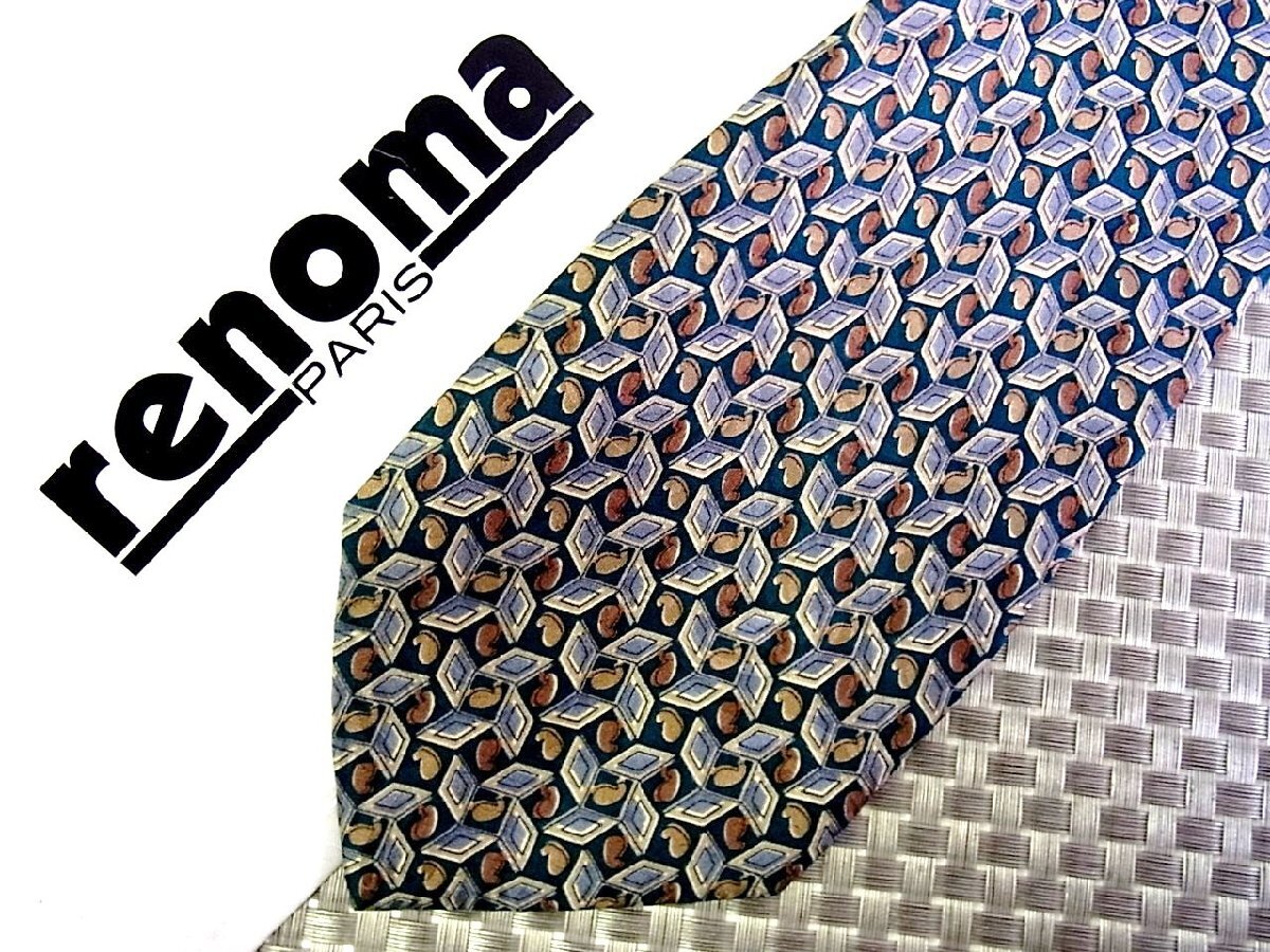 ?38484Ｄ?狀態(tài)并品【ペイズリー 菱形 柄】レノマ【renoma】ネクタイ