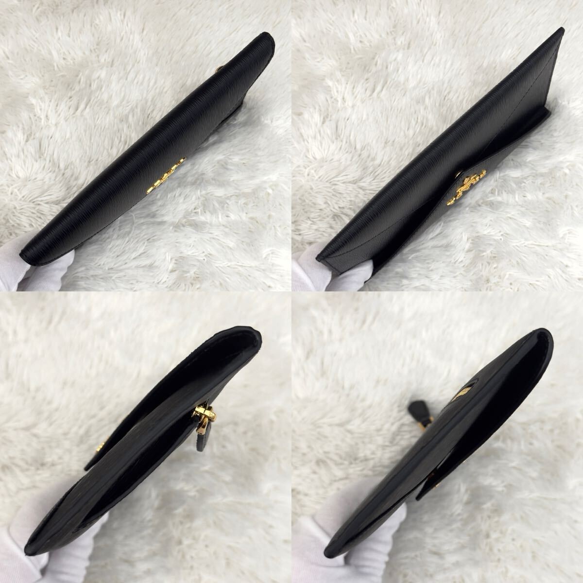 新品同様 RFID内蔵 プラダ PRADA エンベロープ 財布 ゴールド 新品同様 RFID内蔵 プラダ PRADA エンベロープ 財布 ゴールド