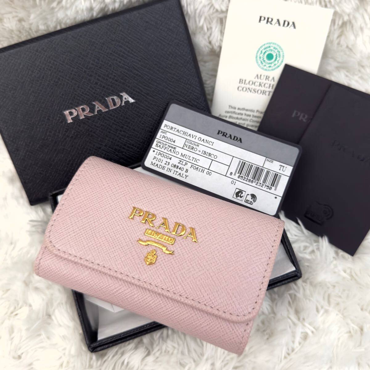 極美品 現行 RFID内蔵 PRADA プラダ サフィアーノ レザー キー 極美品 現行 RFID内蔵 PRADA プラダ サフィアーノ レザー キー