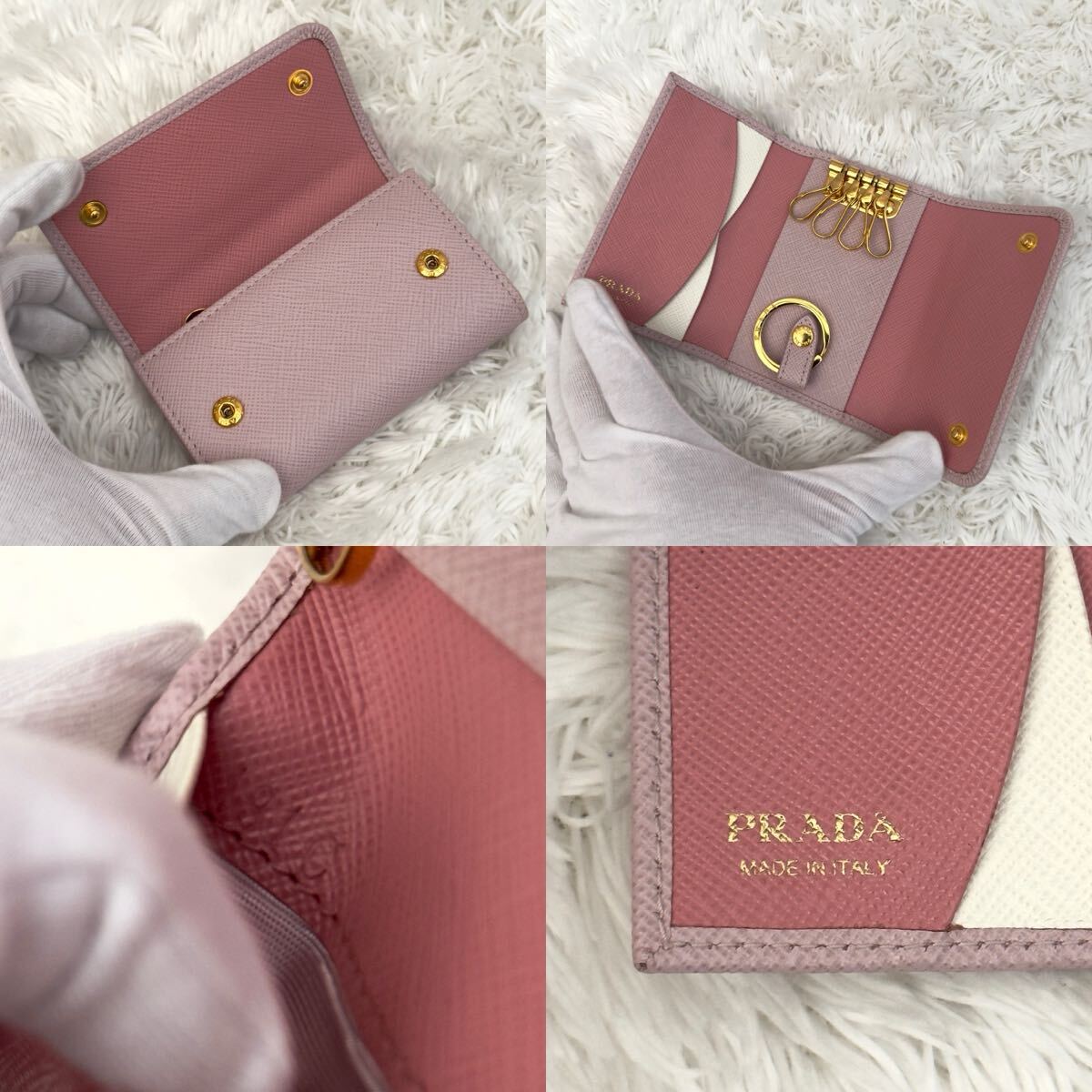 極美品 現行 RFID内蔵 PRADA プラダ サフィアーノ レザー キー 極美品 現行 RFID内蔵 PRADA プラダ サフィアーノ レザー キー