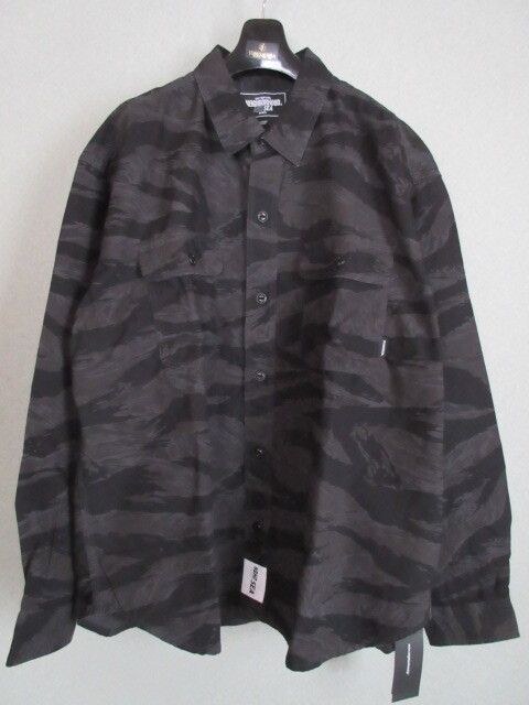 送料無料 人気コラボ即完売 BLACK XL NEIGHBORHOOD X WIND AND SEA . CAMOUFLAGE OFFICER SHIRT LS 正規(guī)品 日本制 新品未使用 タグ 付屬袋