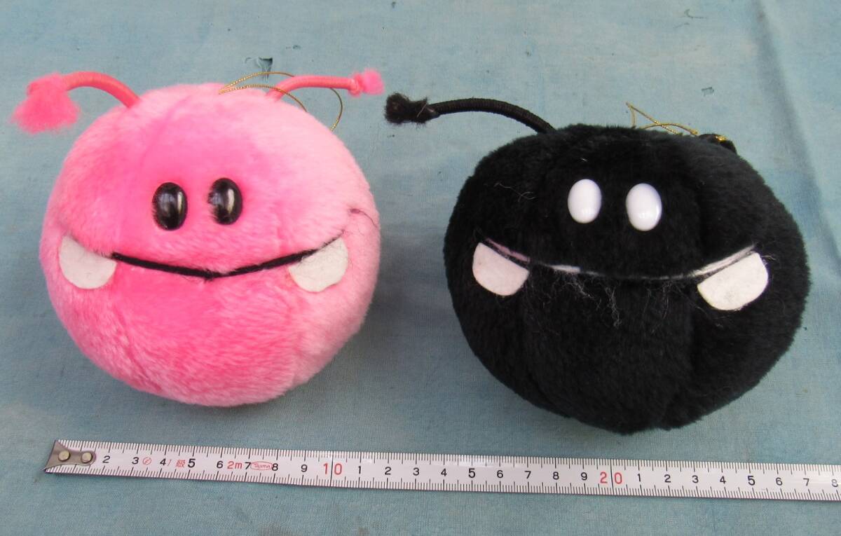 1992バイキンくん、ぬいぐるみピンクと黒、SEGA,中古2点セット 1992バイキンくん、ぬいぐるみピンクと黒、SEGA,中古2点セット