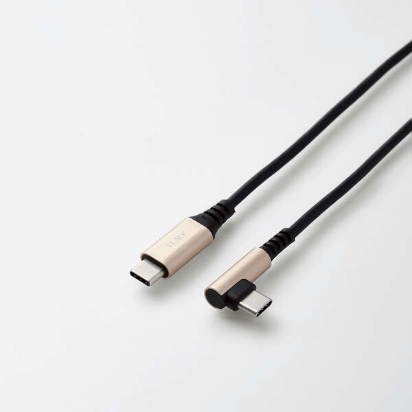 USB2.0ケーブル [ILMF] [C-C] 2.0m 最大60WのUSB PowerDelivery対応 L字コネクタ採用、飛び出しが少ない配線が可能: U2C-CCL20NBK-IL
