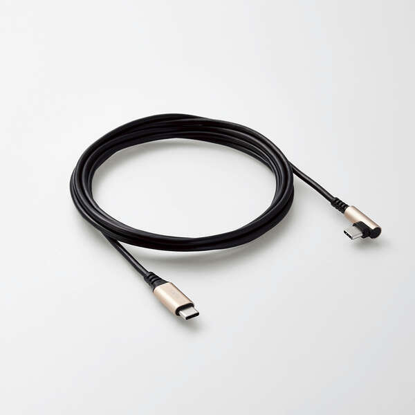 USB2.0ケーブル [ILMF] [C-C] 2.0m 最大60WのUSB PowerDelivery対応 L字コネクタ採用、飛び出しが少ない配線が可能: U2C-CCL20NBK-IL
