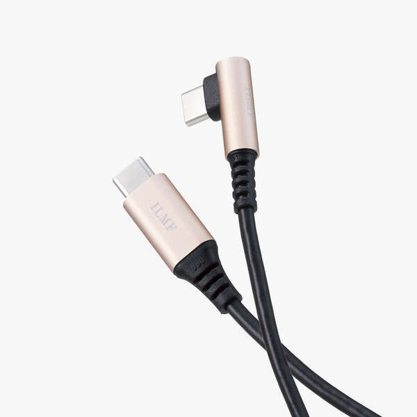 USB2.0ケーブル [ILMF] [C-C] 2.0m 最大60WのUSB PowerDelivery対応 L字コネクタ採用、飛び出しが少ない配線が可能: U2C-CCL20NBK-IL