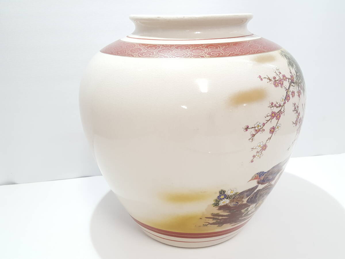 初だし】九谷焼 九谷秀幸 造 色絵金彩 花鳥文 花瓶/高さ約25cm 初だし】九谷焼 九谷秀幸 造 色絵金彩 花鳥文 花瓶/高さ約25cm