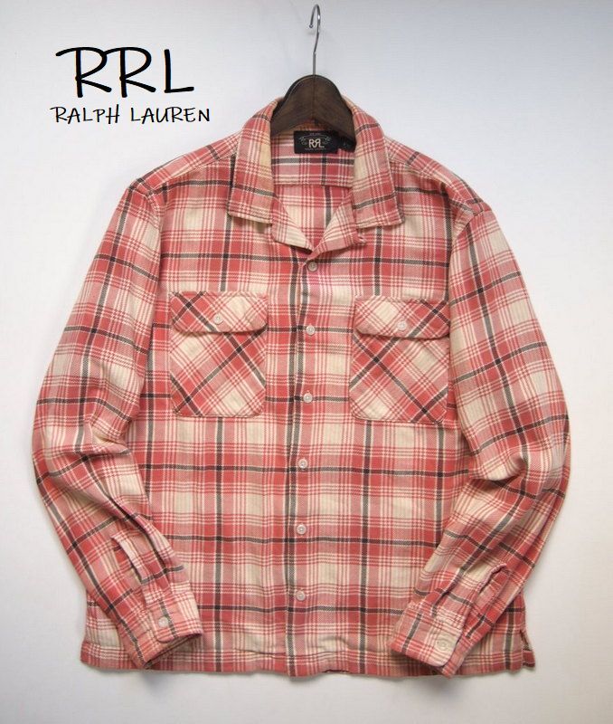 ○RRL ダブルアールエル チェック柄 オープンカラー 長袖シャツ ○RRL ダブルアールエル チェック柄 オープンカラー 長袖シャツ