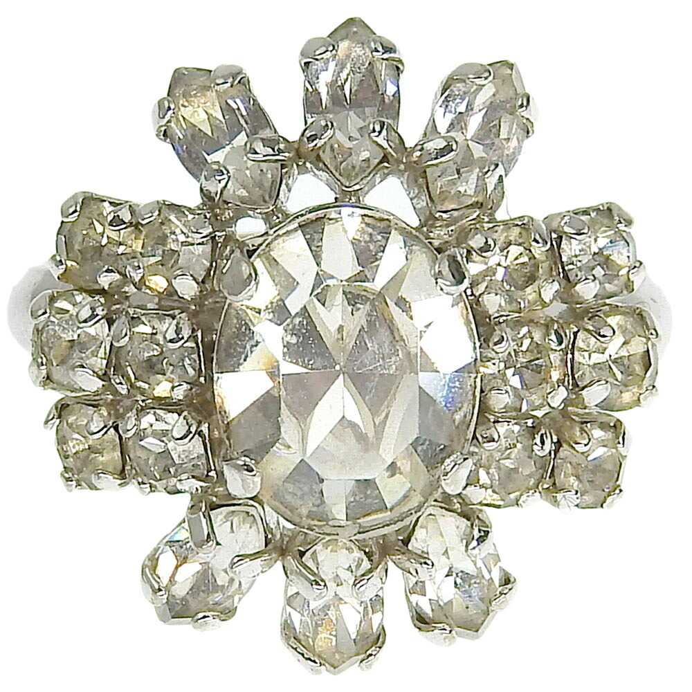 超美品 クリスチャンディオール Christian Dior 80年代ヴィンテージ ジルコニア クリア リング 11號(hào)