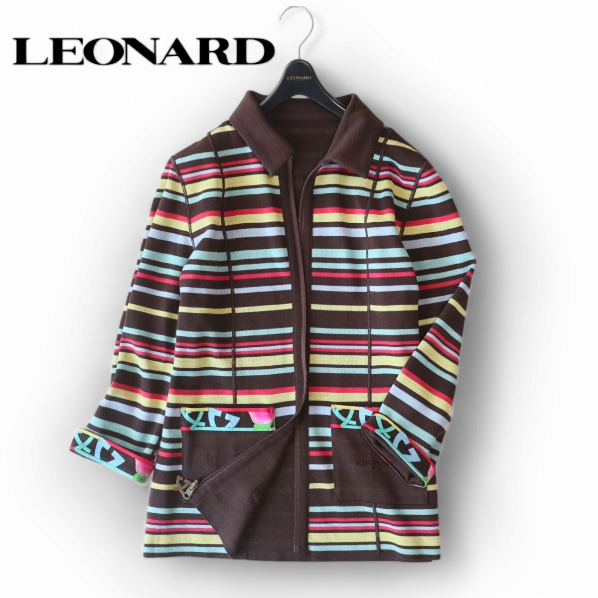 極美品☆レオナール LEONARD ☆春の羽織り・薄軽アウター ☆2WAY 極美品☆レオナール LEONARD ☆春の羽織り・薄軽アウター ☆2WAY
