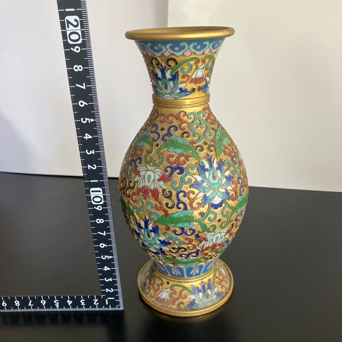 七宝焼】一輪挿し 花瓶 花入 壺 台座付 中国美術 唐物 古美術 七宝焼】一輪挿し 花瓶 花入 壺 台座付 中国美術 唐物 古美術