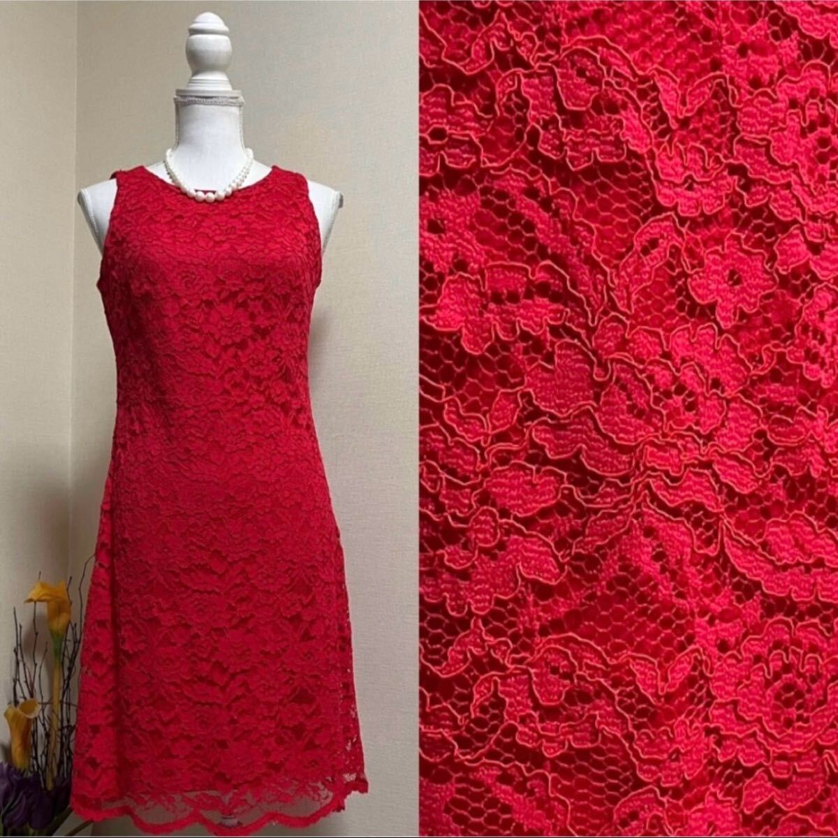 Ralph Lauren RED LACEワンピース サイズ0から ラルフローレン LAUREN Ralph Lauren RALPH LAUREN 総レース