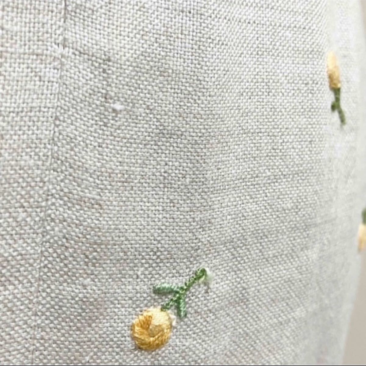 Harrods ハロッズ リネン 麻 小花 刺繍 ワンピース 2 M ベージュ Harrods ハロッズ リネン 麻 小花 刺繍 ワンピース 2 M ベージュ