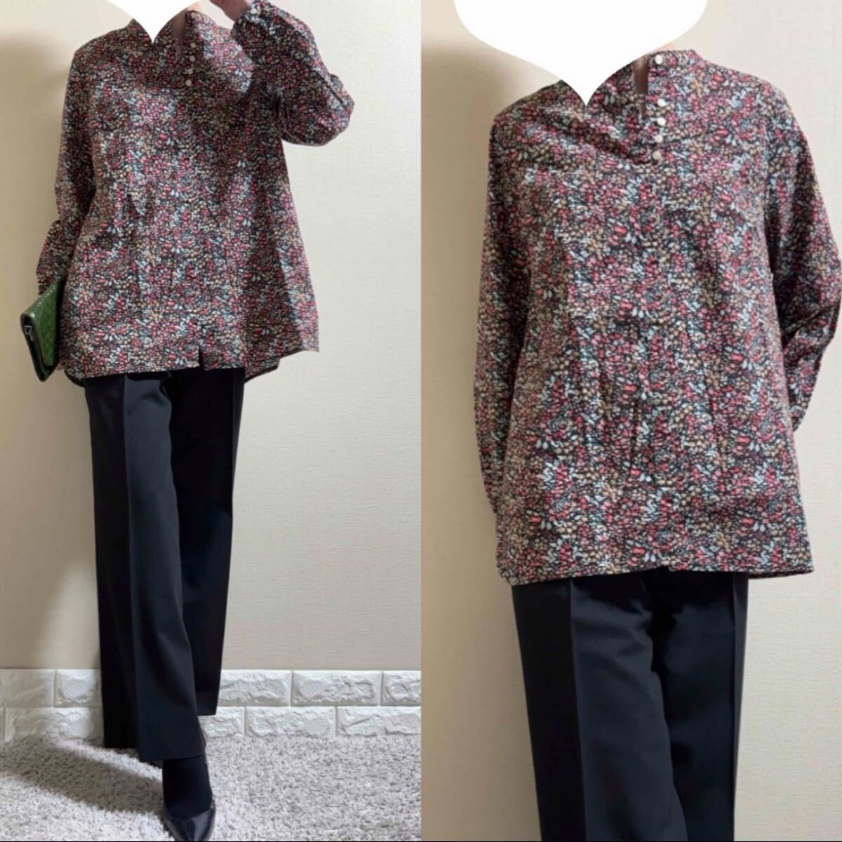 美品 大きいサイズ ゴールデンベア チュニック LL 黒 花柄 13 XL 美品 大きいサイズ ゴールデンベア チュニック LL 黒 花柄 13 XL