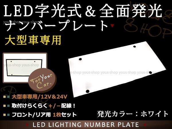 大型 LED 字光式ナンバープレート DC12V/24V兼用 薄型 白 1枚 トラック 電光 レトロ デコトラ 全面発光 ISUZU HINO 三菱ふそう 中型