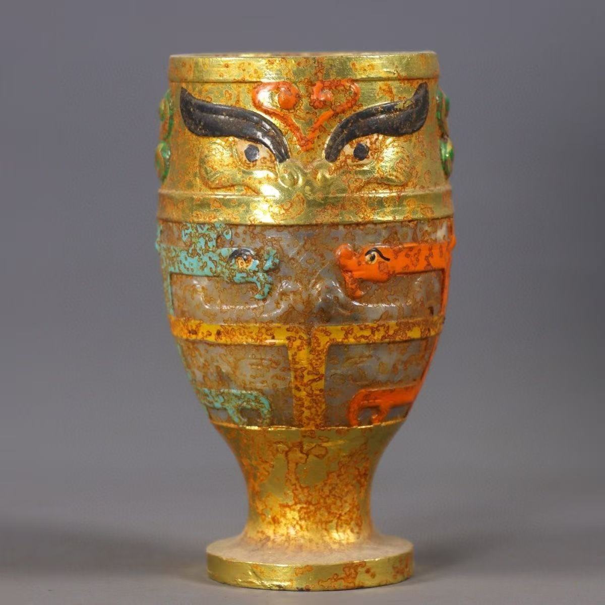 珍寶斎】y232旧家収蔵 銅製 金 塗り絵 獣のカップ 置物 高さ13 珍寶斎】y232旧家収蔵 銅製 金 塗り絵 獣のカップ 置物 高さ13