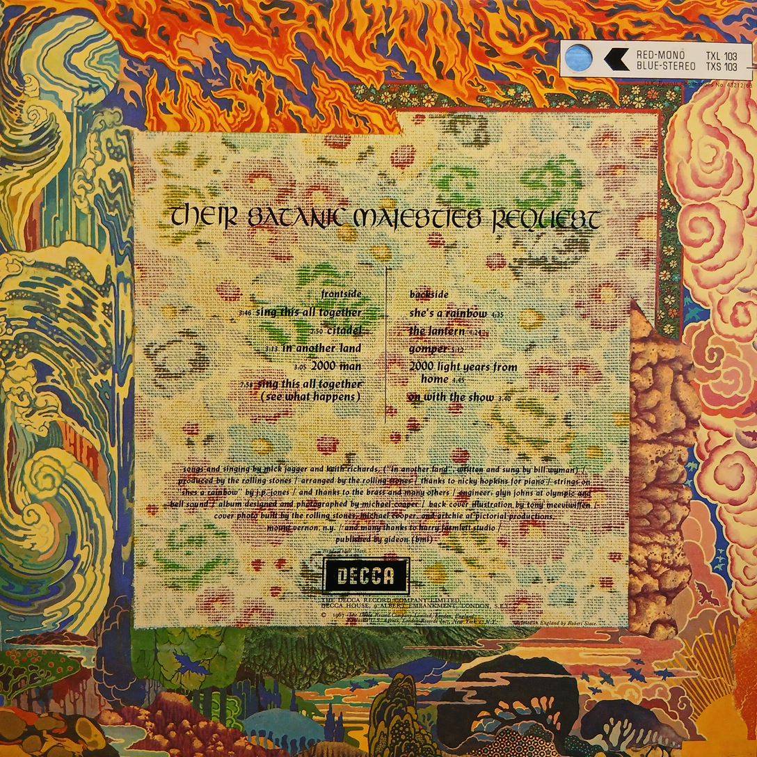 ドイツDECCA盤LP 赤ラベル The Rolling Stones / Their Satanic Majesties Request 1969年 TXS 103 英のコーティング・ジャケ輸入して使用_画像3