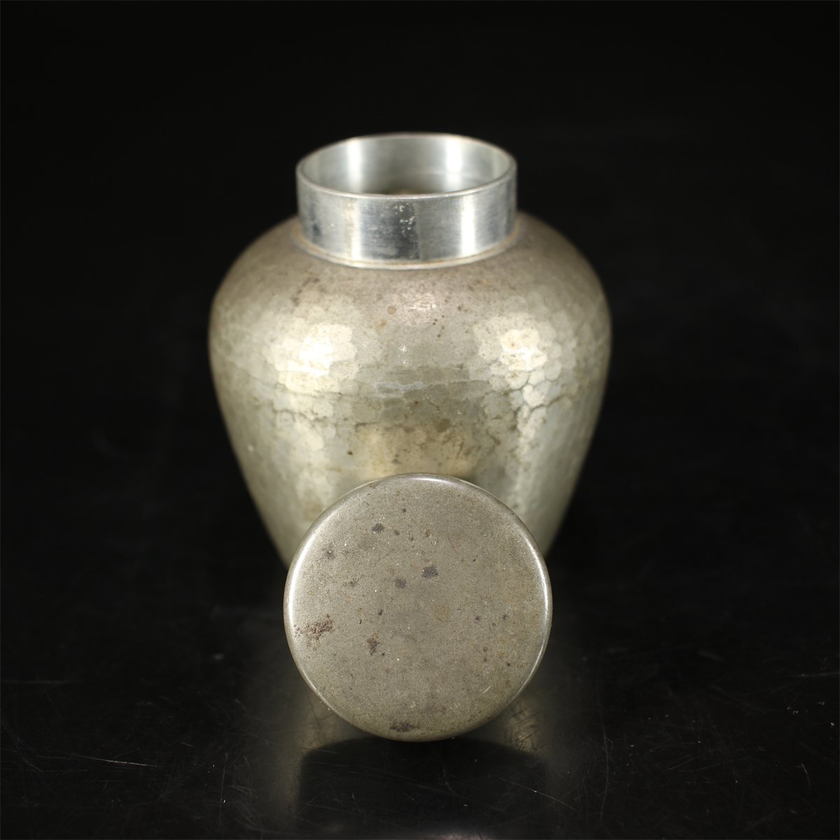吉】DA729 時代 【本錫製】 茶入 茶壷 高8.5㎝ 重234g/美品 吉】DA729 時代 【本錫製】 茶入 茶壷 高8.5㎝ 重234g/美品
