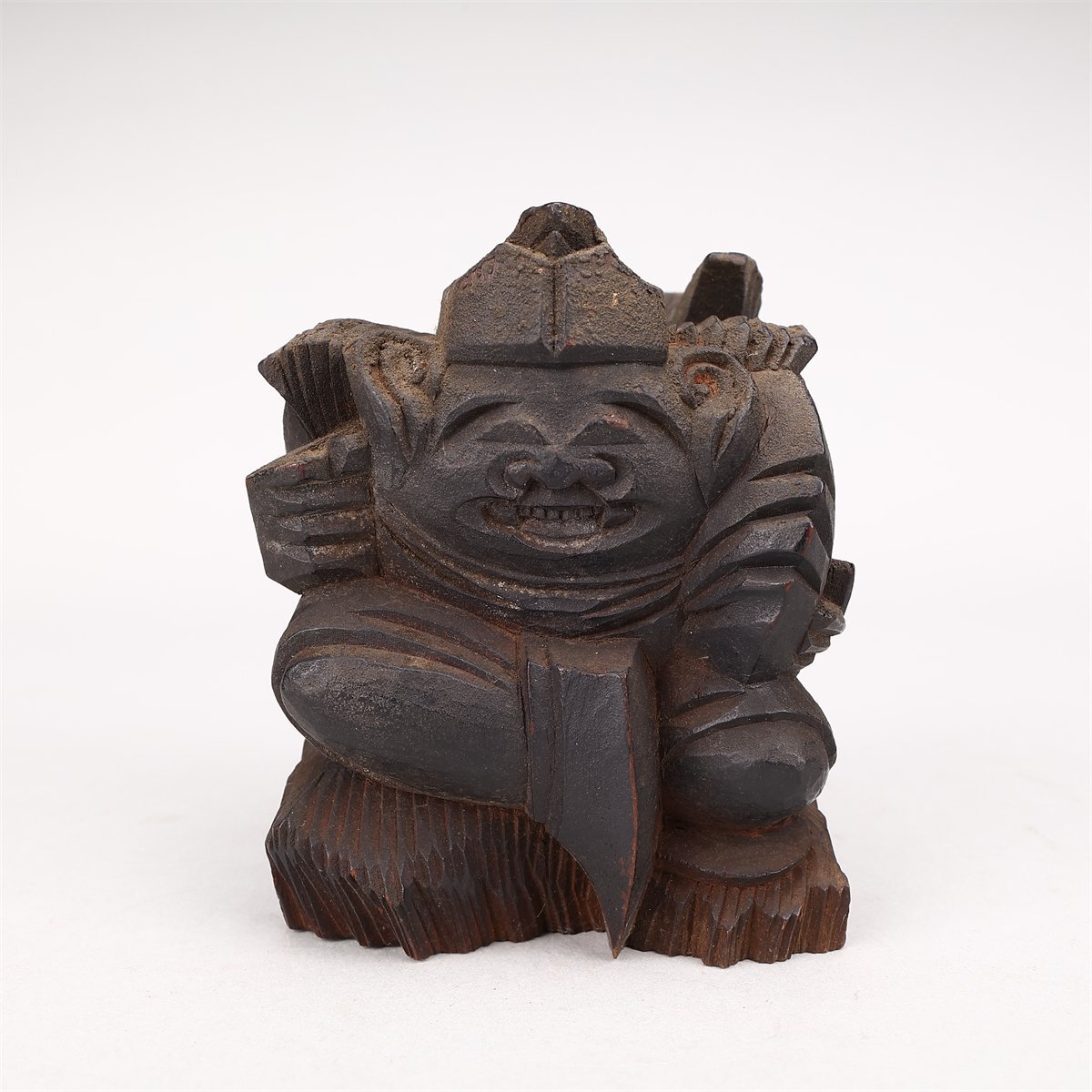 吉】MB400 明治時代 木彫 恵比寿大黒天 仏像 2点 一対／時代の