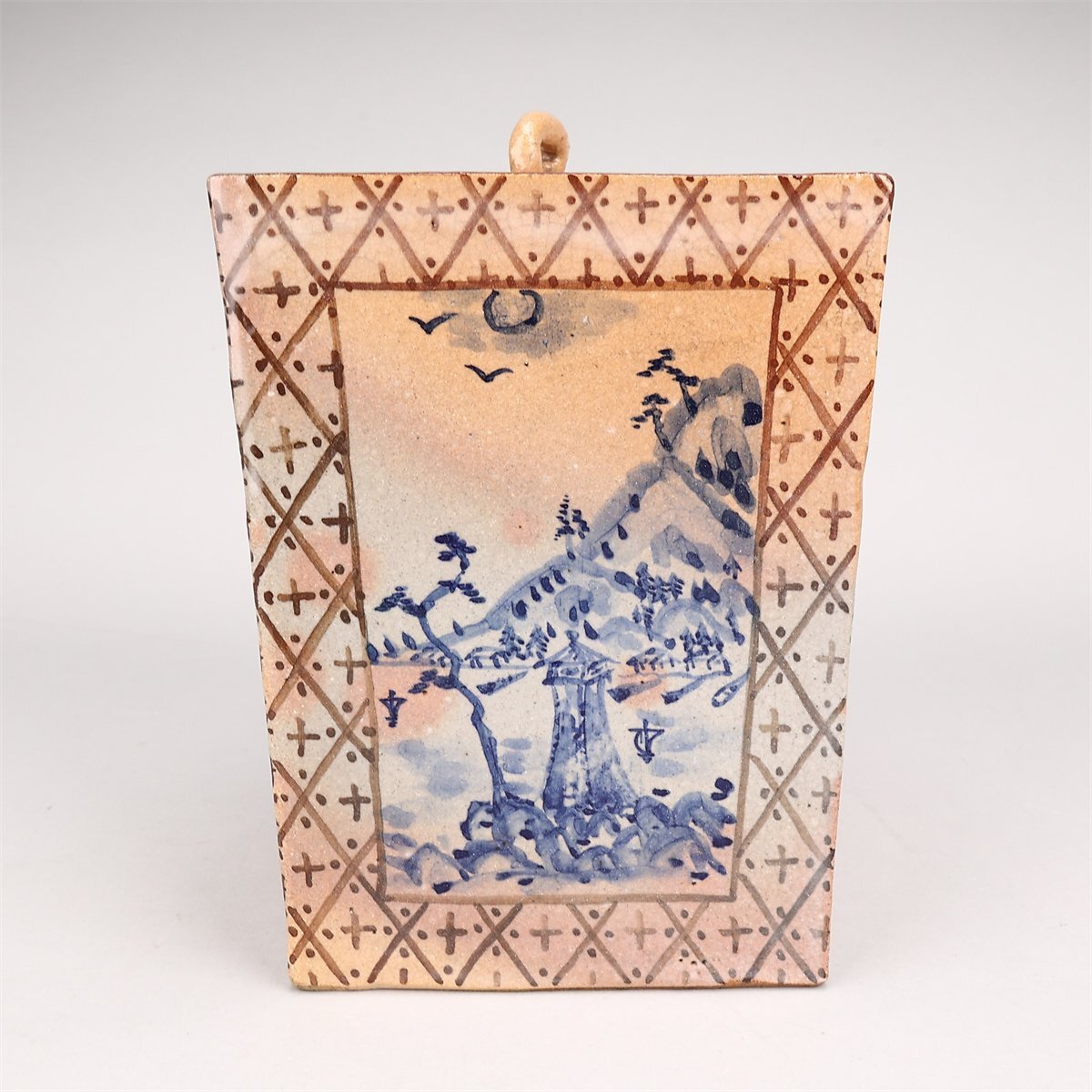 吉】CK616 江戸時代中期 【尾形乾山】作 色絵 四方 水指/箱付 吉】CK616 江戸時代中期 【尾形乾山】作 色絵 四方 水指/箱付