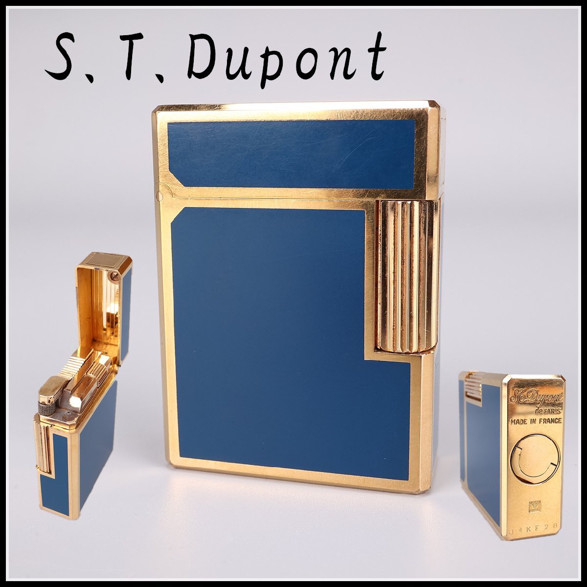 吉】ZC972 デュポン 【S.T.Dupont】 ガスライター ゴールド×青 吉】ZC972 デュポン 【S.T.Dupont】 ガスライター ゴールド×青