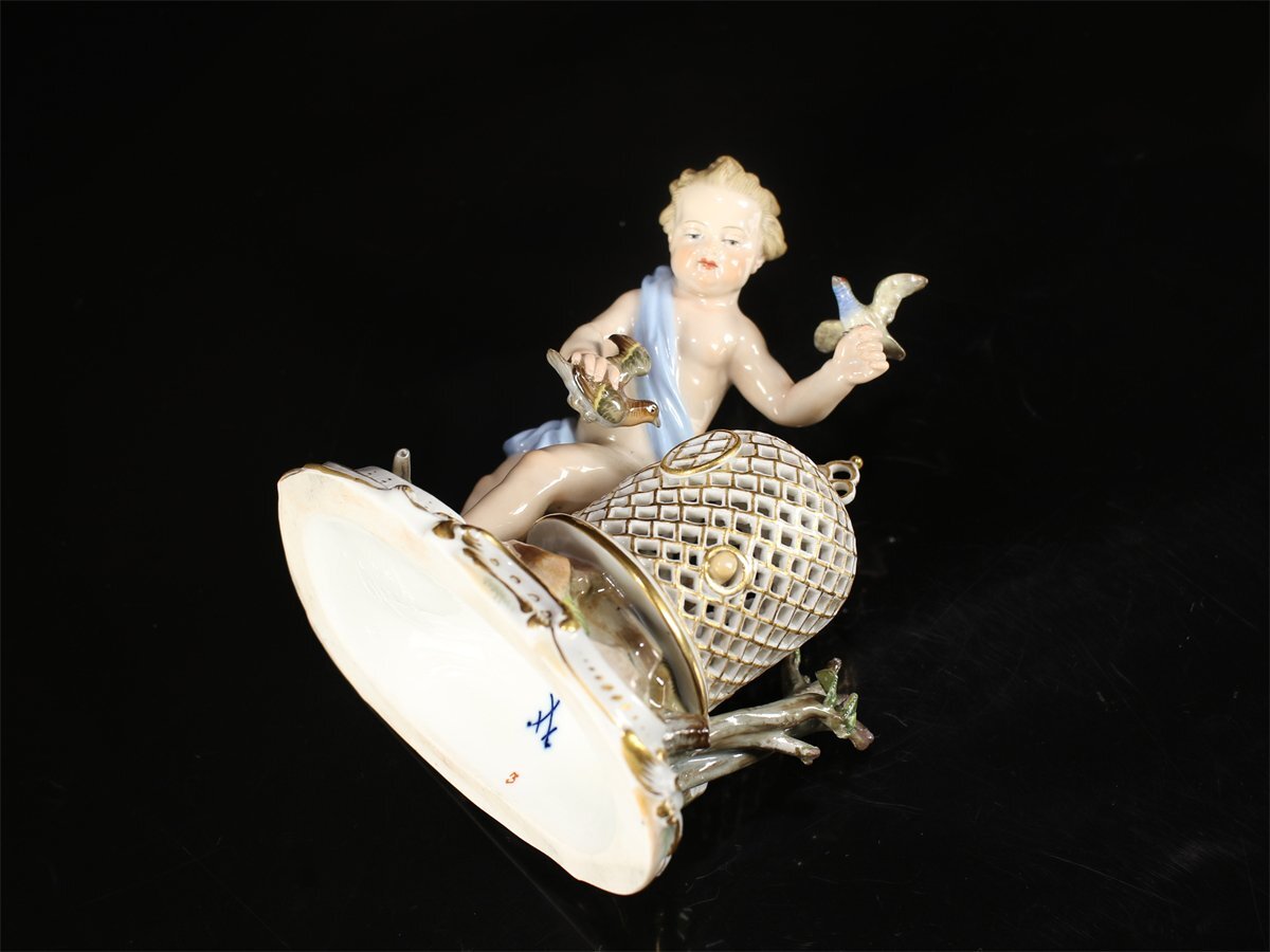 吉】CK547 MEISSEN 【マイセン】 オールド 色絵金彩 人物鳥籠 吉】CK547 MEISSEN 【マイセン】 オールド 色絵金彩 人物鳥籠