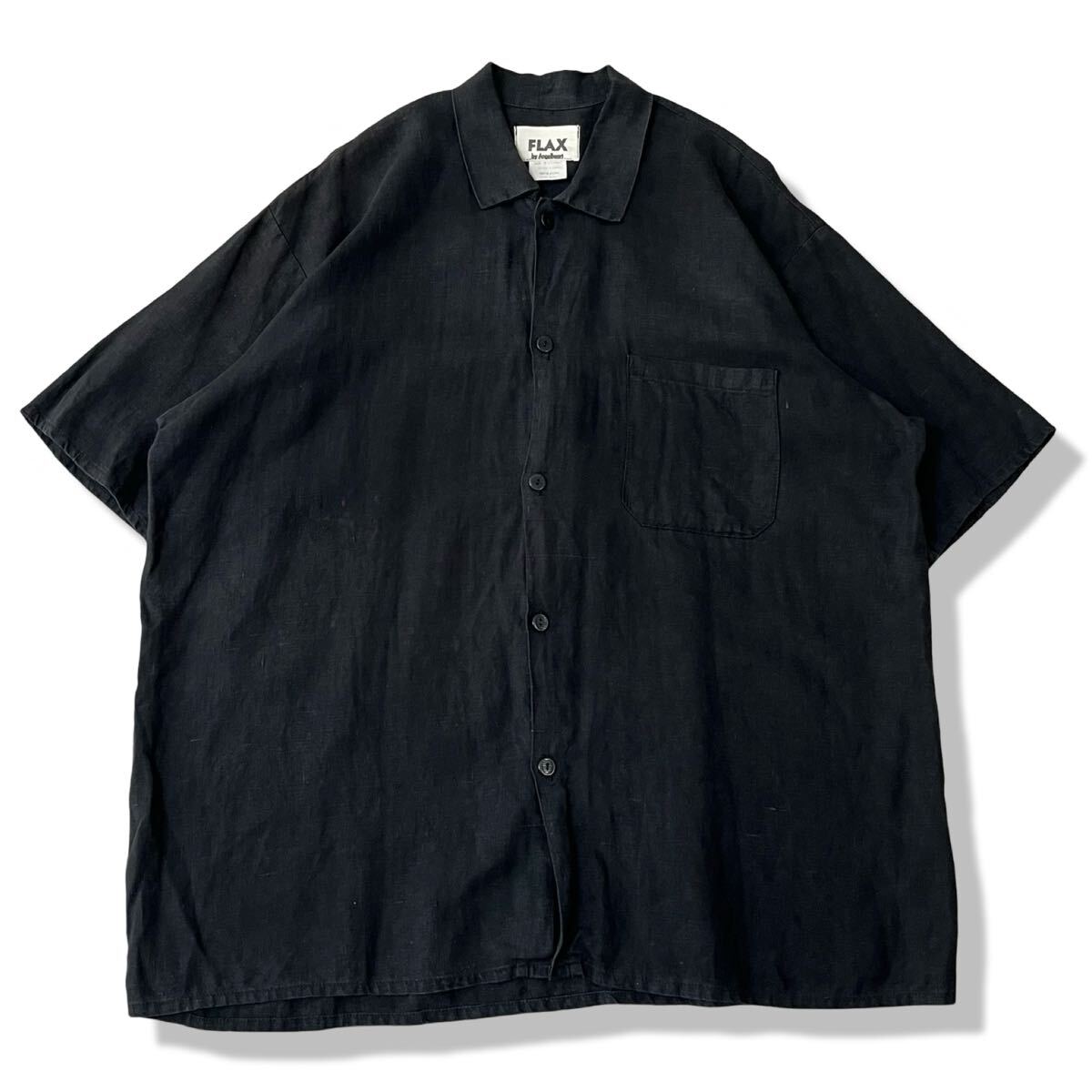 90s FLAX リネン ブラック 長袖シャツ | Këvin Used Clothing Store