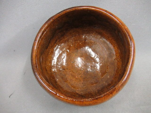 【九代?大樋長左衛(wèi)門　飴釉?茶碗】時代物茶道具　共箱　加賀?金沢楽焼　共布　未使用近　長期保管品