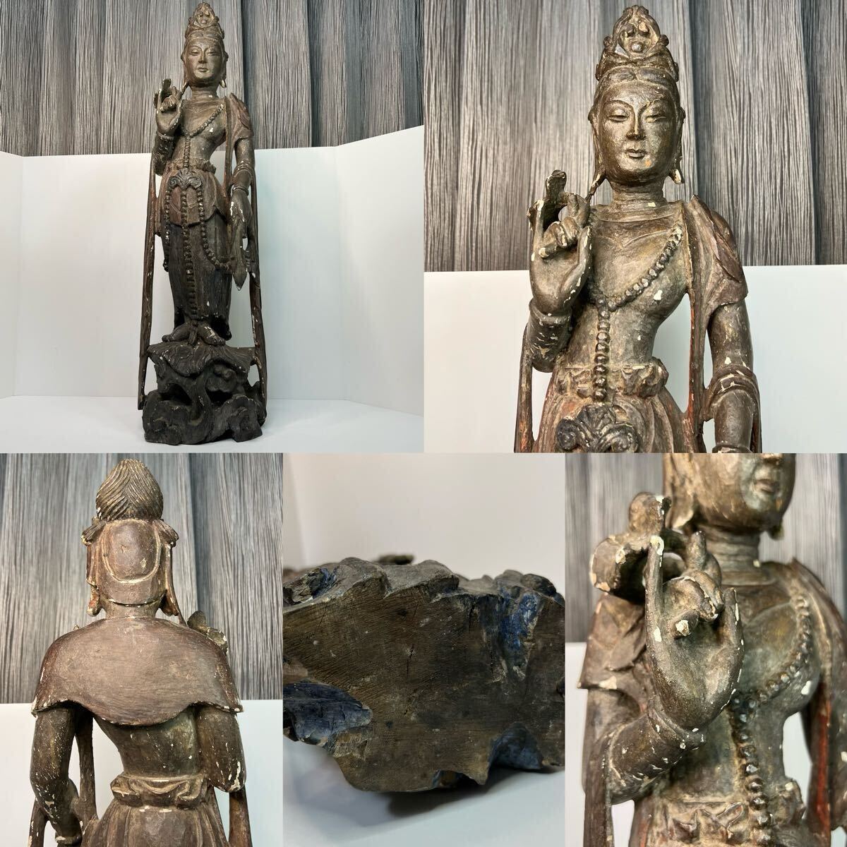 中国古美術 時代物 木彫 仏像 仏教美術 唐物 彫刻 観音像 置物 中国古美術 時代物 木彫 仏像 仏教美術 唐物 彫刻 観音像 置物