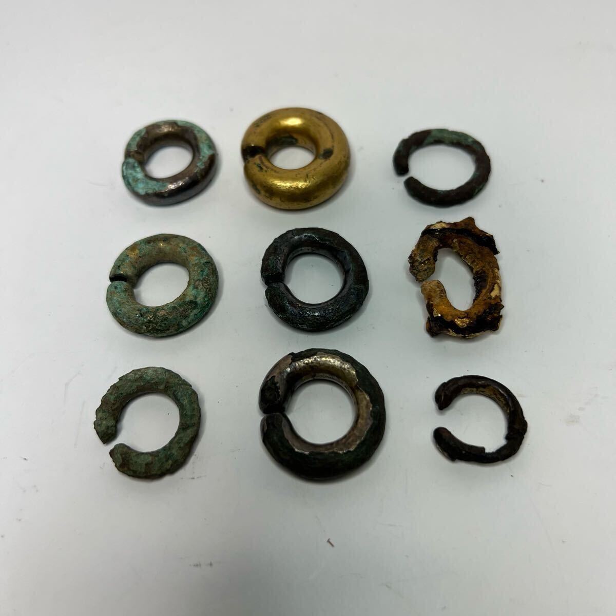 中国古美術 時代物 古銅 青銅器 古銅 鍍金 銅環 9点セット 中国 中国古美術 時代物 古銅 青銅器 古銅 鍍金 銅環 9点セット 中国