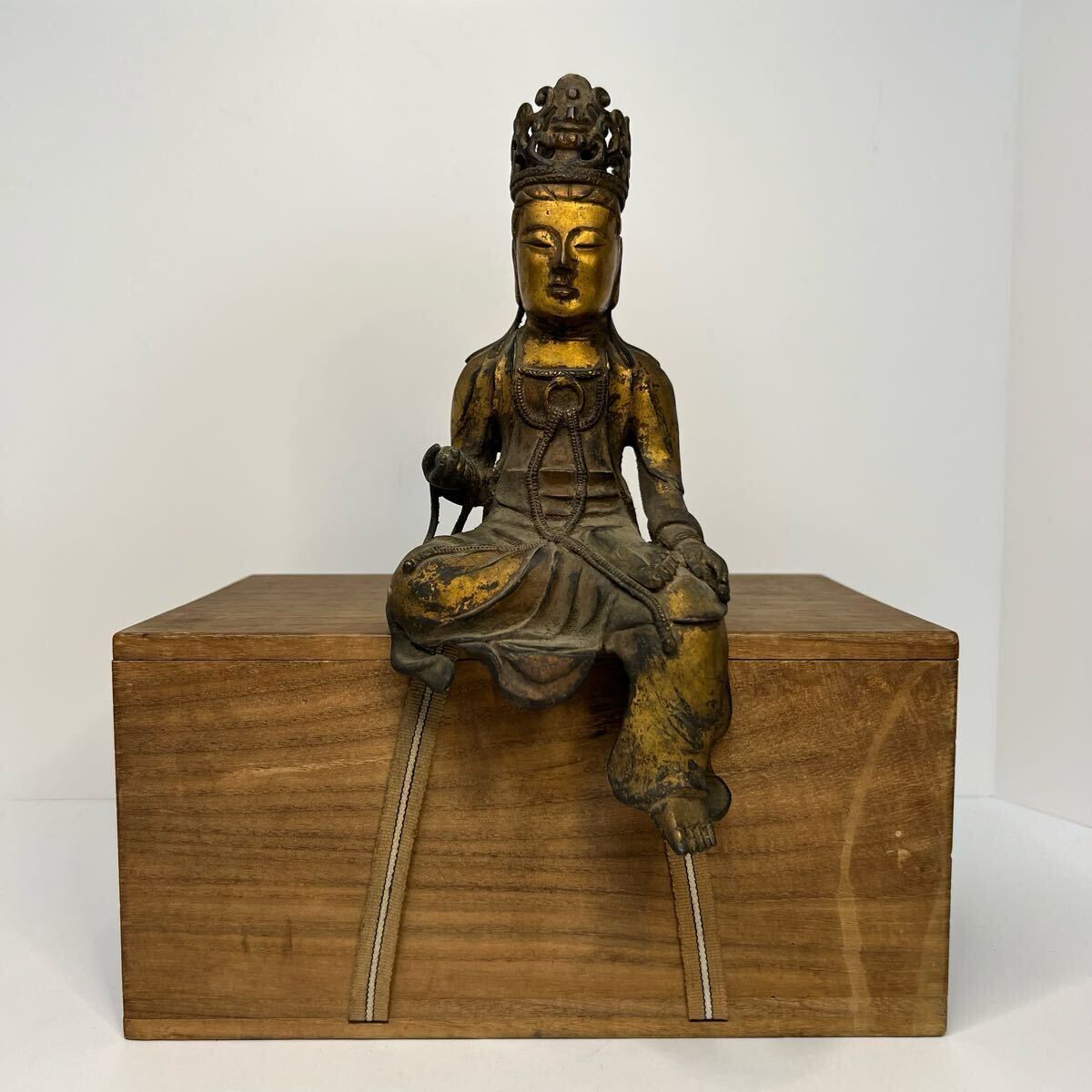 中国古美術 時代物 仏像 仏教美術 銅製 古銅 鍍金 自在観音 観 中国古美術 時代物 仏像 仏教美術 銅製 古銅 鍍金 自在観音 観