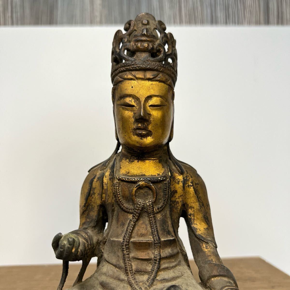 中国古美術 時代物 仏像 仏教美術 銅製 古銅 鍍金 自在観音 観 中国古美術 時代物 仏像 仏教美術 銅製 古銅 鍍金 自在観音 観
