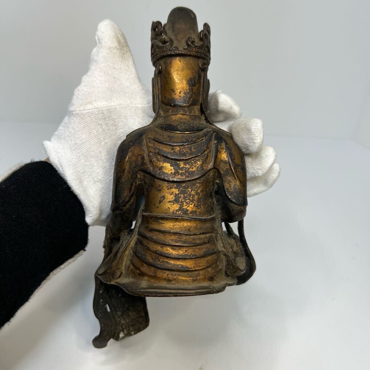 中国古美術 時代物 仏像 仏教美術 銅製 古銅 鍍金 自在観音 観 中国古美術 時代物 仏像 仏教美術 銅製 古銅 鍍金 自在観音 観
