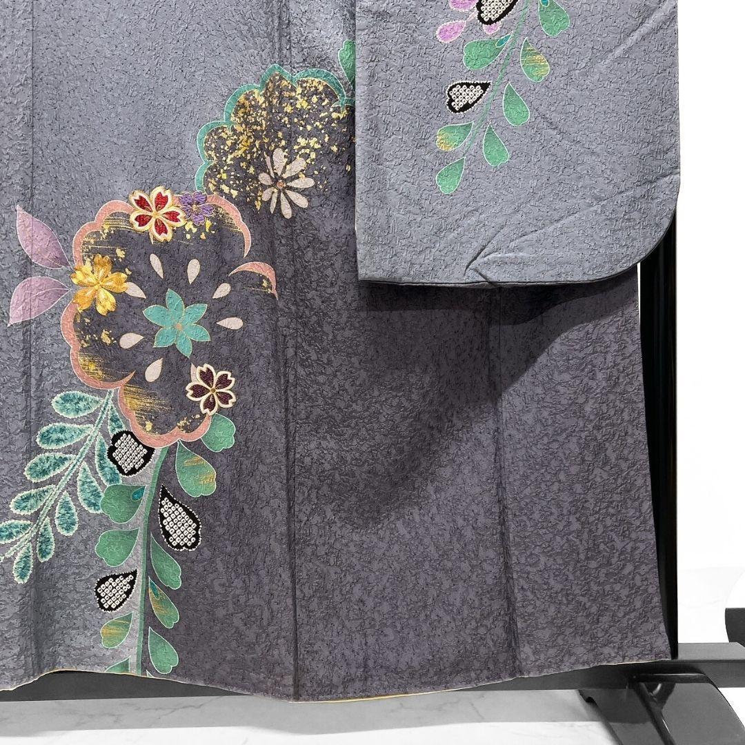 刺繍　金駒刺繍　桜花模様　藤の花　振袖　成人式 晴れの日 着物 021a p