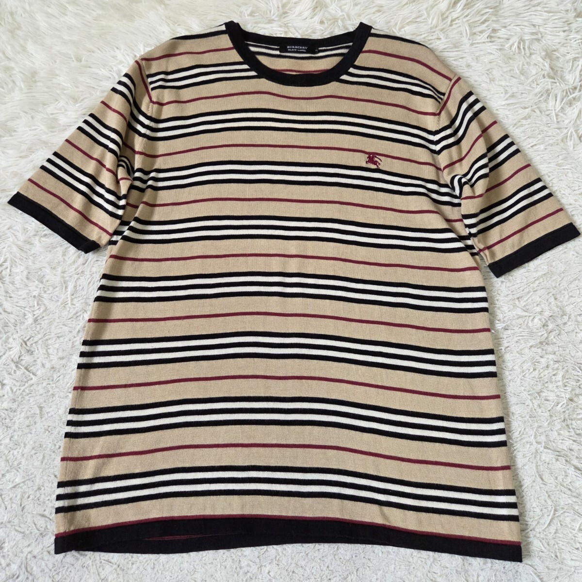 美品 バーバリー ブラックレーベル【コットン ニット Tシャツ 美品 バーバリー ブラックレーベル【コットン ニット Tシャツ